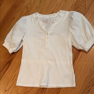 GAP Ivory Puff Sleeve Top